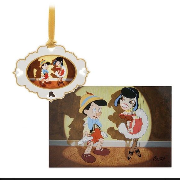 Disney Pinocchio Sketchbook Christmas Ornament & Lithograph Limited Edition New - Picture 2 of 3
